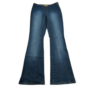Vintage Gasoline Jeans Womens 3 Low Rise Y2K Flare Denim Retro Bell Bottom Snap